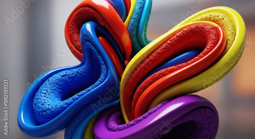 Wallpaper Mural Colorful 3D Abstract Swirls Vibrant Rainbow Shapes. Torontodigital.ca