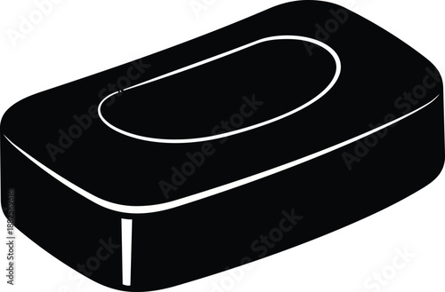 A simple black silhouette icon of a tissue box with a dispensing opening on top