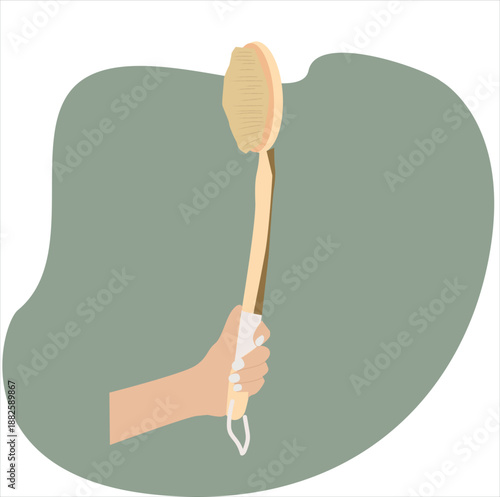 body scrub. Body massage brush icons . Wood body
