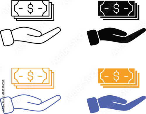 Professional Real Estate Financial Investment Wealth Management Mortgage Loan And Money Savings Concept Thin Vector Silhouette Pictogram and Line Icon Set.eps