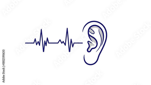 world hearing day concept Ear with Heartbeat Line  Ear Hearing Awareness 