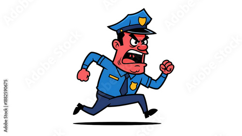 Furious Cop Running Angry Policeman character