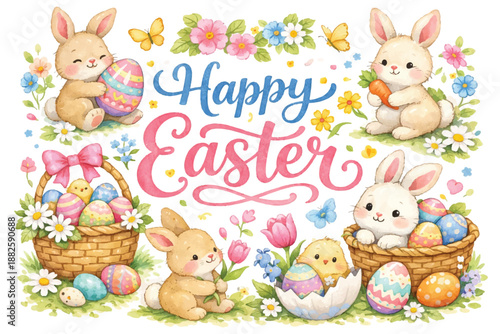 Handdrawn happy easter