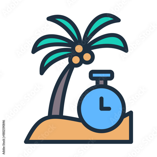 Paid Time Off Icon - Lineal Color