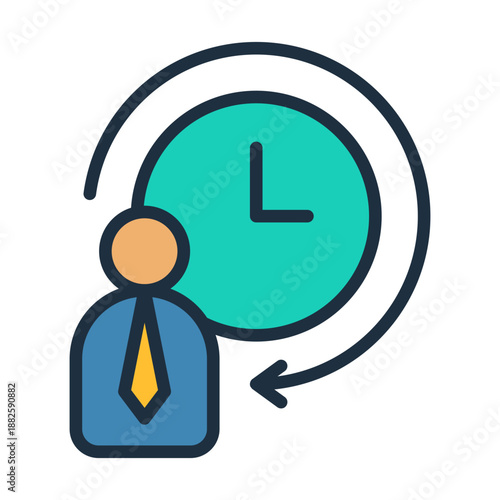 Work Hours Icon - Lineal Color