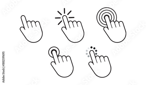 Finger Click Vector Icon Set