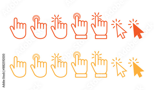 Hand Arrow Click Icon Set