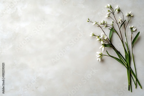 Elegant White Flowers on a Smooth Neutral Background for Nature and Wedding Themes
