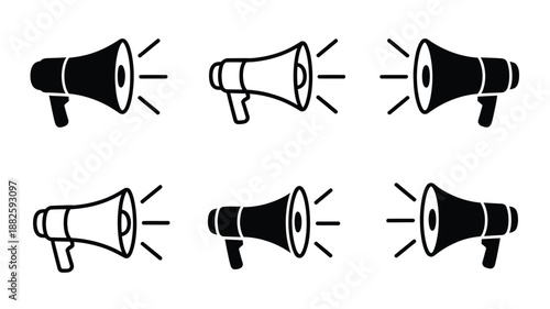 Megaphone icons set for marketing, announcement, promotion and communication concepts
