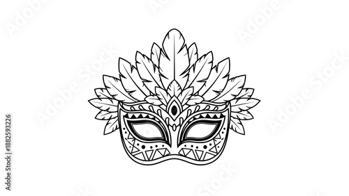Elegant masquerade mask with feathered headpiece
