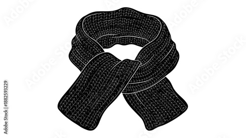 Black scarf wrapped around neck