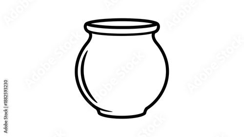Simple black and white illustration of a pot