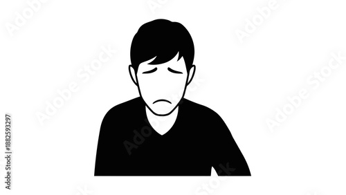 Man with sad expression on white background
