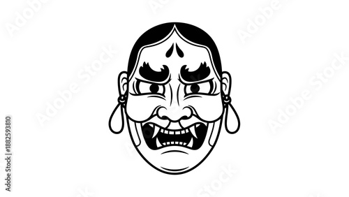 Traditional kathakali mask with fierce expression