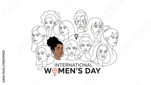 Diverse women faces international women's day celebration