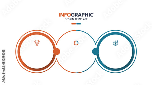 Circular process infographic template with three connected steps for business workflow and presentation
