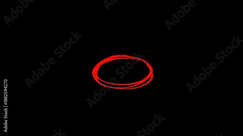 Hand-drawn red circle animation perfect for highlighting objects or text in creative video projects. 
