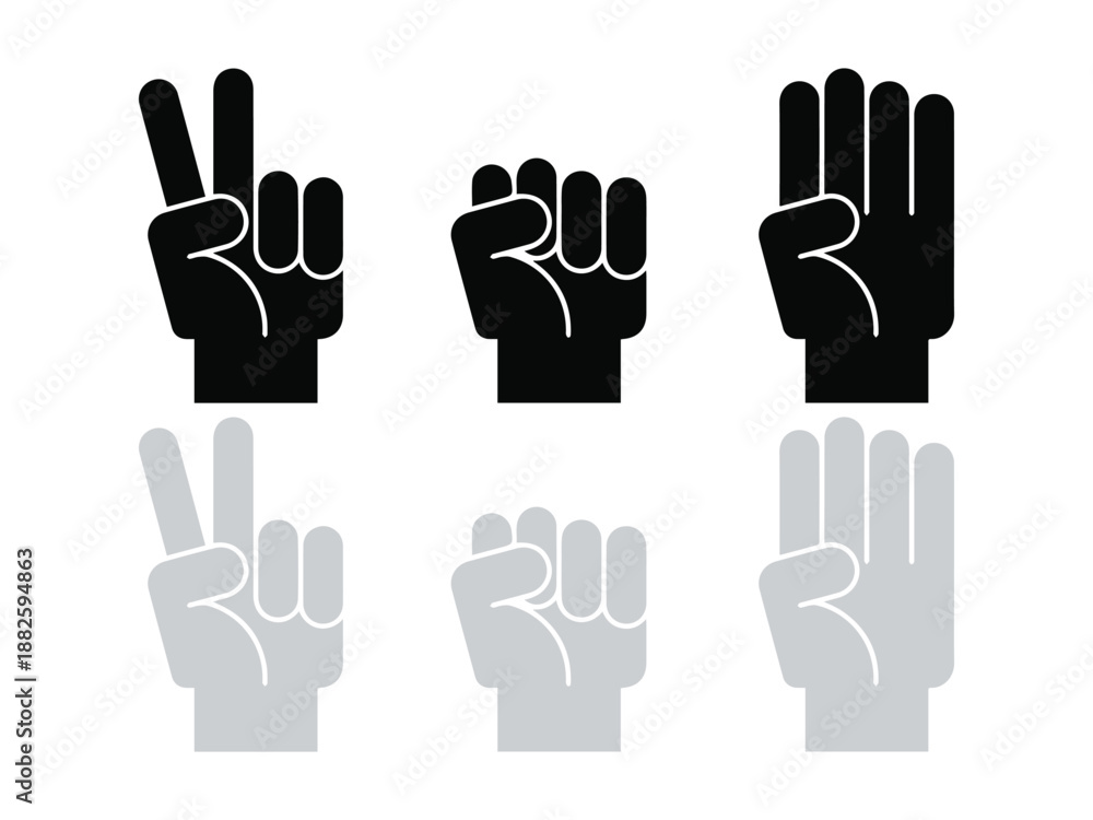 Fototapeta premium Rock Paper Scissors Icons Set