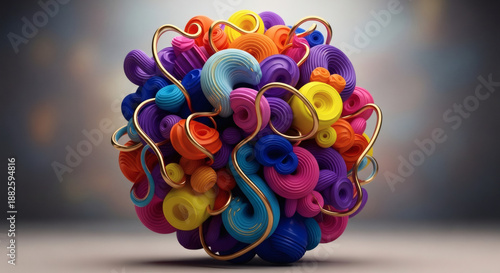 Wallpaper Mural Colorful 3D Swirling Shapes Sphere. Torontodigital.ca