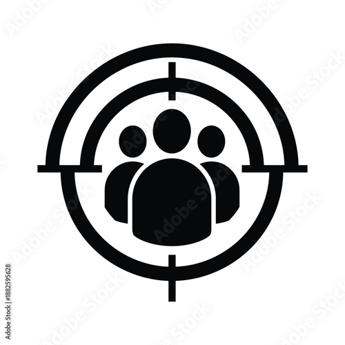 Black of three people figures within a target reticle crosshairs group d