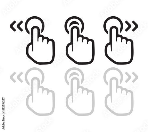 Swipe Gesture Hand Icon Set