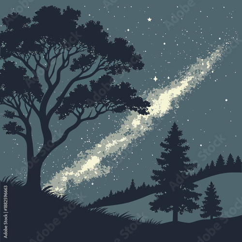 Night Sky Background with Sparkling Stars and Milky Way Galaxy