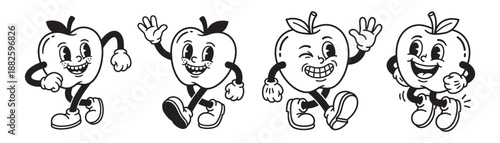 Apple Fruit Mascot Characters Set for Food Design