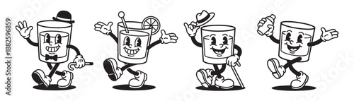 Whiskey Glass Mascot Characters for Bar Branding