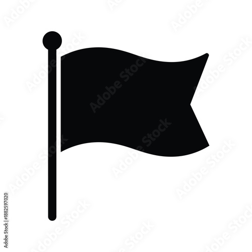 Black flag on a pole waving in the wind waving flag on pole