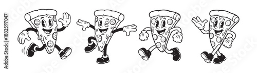 Pizza Slice Mascot Characters Set for Pizzeria Branding