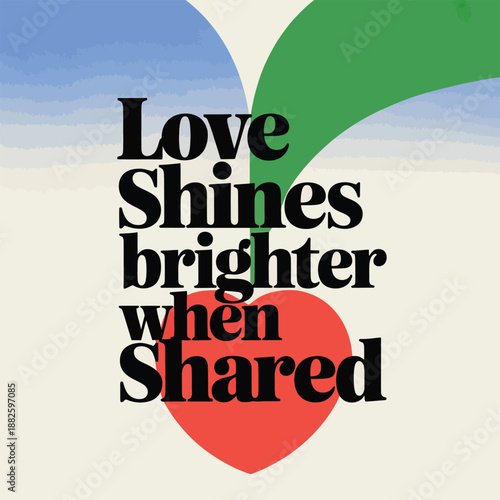 The enduring power of shared affection illustrated with a vibrant heart and abstract shapes