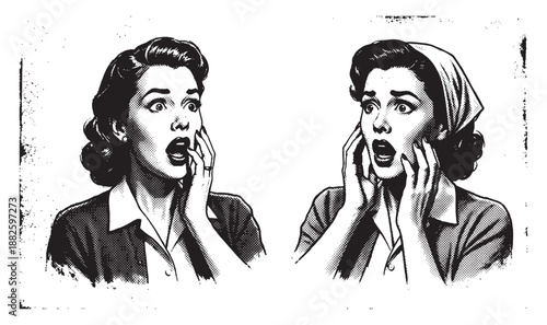 Shocked and Surprised Woman with Hands on Face