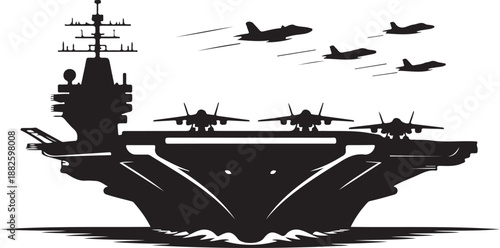 silhouette of aircraft carrier vector with transparent background