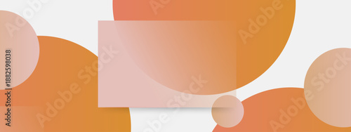 Warm toned background featuring orange circular shapes and a central translucent rectangular glass effect