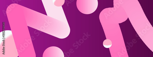 Abstract visual featuring magenta 3D tubular forms and floating bubbles creating a sense of motion on a deep purple canvas