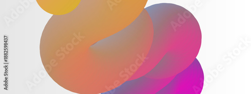 A unique abstract composition featuring layered circular 3D shapes with soft blended color transitions