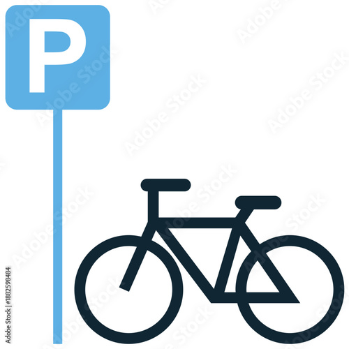 Bike parking icon vector for cyclist zones. Ideal for bicycle racks, secure storage spots, city transport maps, eco travel signs, and public amenities.