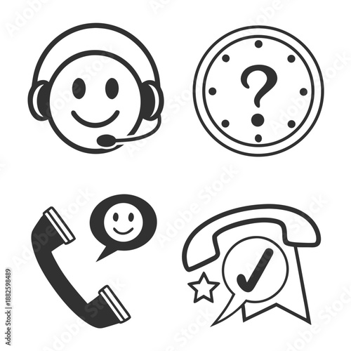 Customer Help Center and Support Flat Icon Collection