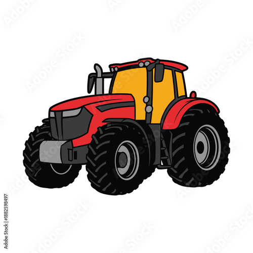 red tractor isolated on white