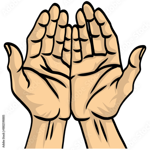 Praying Hands Open Illustration Vector