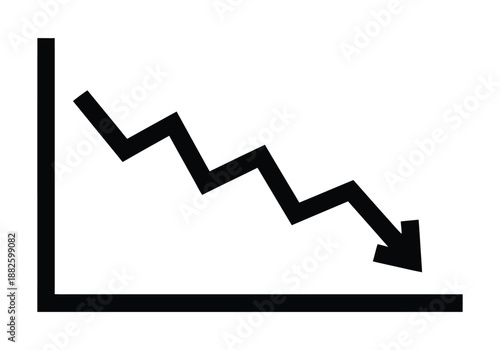 Downward trend line graph with zigzag pattern