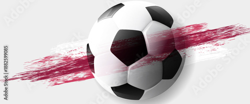 football cup , soccer ball. Sport poster, infinity concept background ( Translation : Qatar )