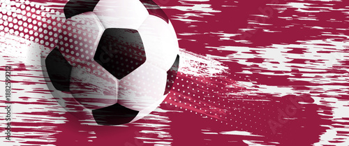 football cup , soccer ball. Sport poster, infinity concept background ( Translation : Qatar )