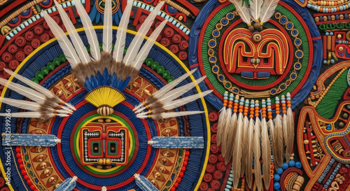 Wallpaper Mural Aztec sun symbol Mexican heritage colorful heritage art. Torontodigital.ca