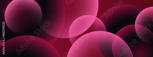 Beautiful composition of glowing magenta and dark red circles with soft transparency and depth
