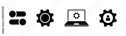 Set of interface setting icons representing configuration options and system preferences ideal for website user interface and mobile application design vector