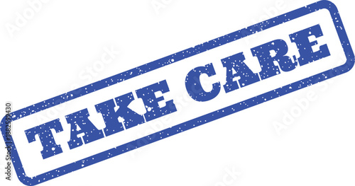 Distressed blue rubber stamp effect displaying a common phrase used for advice or caution
