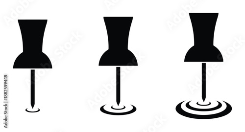 Set of Pin Needle Icons Representing Different Magnitudes of Focus Emphasizing Importance with Varying Concentric Rings for Precise Location Identifying Aimpoint