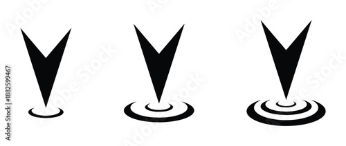 Set of Pointer Direction Icons Representing Different Magnitudes of Focus Emphasizing Importance with Varying Concentric Rings for Precise Spot Identifying Aimpoint