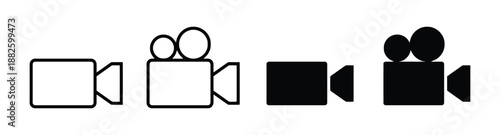 Set of Realistic Video Camera Icons Vector Videography and Multimedia Symbol Cinematography Concept Isolated on White Background Collection Design Element in Flat Style